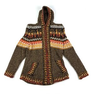 Artesano Couture Zip Up Sweater Hoodie Kids Sz S/M Brown Orange Yellow Alpaca